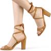 imageAllegra K Womens Lace Up High Block Heeled SandalsBrown