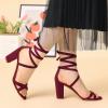 imageAllegra K Womens Lace Up High Block Heeled SandalsBurgundy