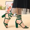 imageAllegra K Womens Lace Up High Block Heeled SandalsGreen