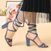 imageAllegra K Womens Lace Up High Block Heeled SandalsHaze Blue