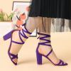 imageAllegra K Womens Lace Up High Block Heeled SandalsPurple