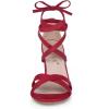 imageAllegra K Womens Lace Up High Block Heeled SandalsRed