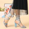 imageAllegra K Womens Lace Up High Block Heeled SandalsSky Blue