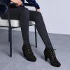 imageAllegra K Womens Lace Up Platform Block Heels Ankle BootsBlack