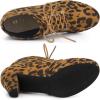 imageAllegra K Womens Lace Up Platform Block Heels Ankle BootsLeopard