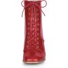 imageAllegra K Womens Lace Up Square Toe Chunky Heels Ankle Combat BootsRed