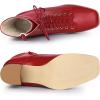 imageAllegra K Womens Lace Up Square Toe Chunky Heels Ankle Combat BootsRed
