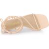 imageAllegra K Womens Lace Up Strappy Block High Heel SandalsBeige