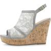 imageAllegra K Womens Open Toe Platform Heel Lace Wedges SandalsGrey