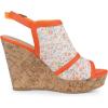 imageAllegra K Womens Open Toe Platform Heel Lace Wedges SandalsOrange Flower