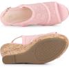 imageAllegra K Womens Open Toe Platform Heel Lace Wedges SandalsPink