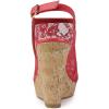 imageAllegra K Womens Open Toe Platform Heel Lace Wedges SandalsRed
