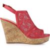 imageAllegra K Womens Open Toe Platform Heel Lace Wedges SandalsRed