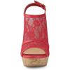 imageAllegra K Womens Open Toe Platform Heel Lace Wedges SandalsRed