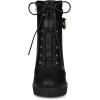 imageAllegra K Womens Platform Ankle Boots Lace Up Block Heels Combat BootsBlack