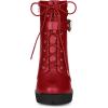 imageAllegra K Womens Platform Ankle Boots Lace Up Block Heels Combat BootsRed