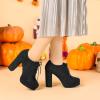imageAllegra K Womens Platform Chunky Heel Lace Up BootiesBlack