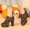 imageAllegra K Womens Platform Chunky Heel Lace Up BootiesLeopard