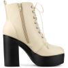 imageAllegra K Womens Platform Chunky High Heel Lace Up Combat BootsCream