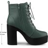 imageAllegra K Womens Platform Chunky High Heel Lace Up Combat BootsDark Green