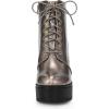 imageAllegra K Womens Platform Chunky High Heel Lace Up Combat BootsGunmetal