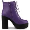 imageAllegra K Womens Platform Chunky High Heel Lace Up Combat BootsPurple