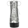 imageAllegra K Womens Platform Chunky High Heel Lace Up Combat BootsSilver