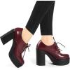 imageAllegra K Womens Platform Lace Up Chunky Heel Ankle BootsBurgundy