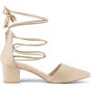 imageAllegra K Womens Pointed Toe Block Heels Lace Up PumpsBeige