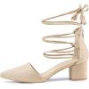 imageAllegra K Womens Pointed Toe Block Heels Lace Up PumpsBeige