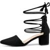 imageAllegra K Womens Pointed Toe Block Heels Lace Up PumpsBlack