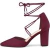 imageAllegra K Womens Pointed Toe Chunky Heels Lace Up Sandals PumpsBurgundy