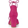 imageAllegra K Womens Pointed Toe Chunky Heels Lace Up Sandals PumpsHot Pink