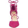 imageAllegra K Womens Pointed Toe Chunky Heels Lace Up Sandals PumpsHot Pink