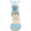 imageAllegra K Womens Pointed Toe Chunky Heels Lace Up Sandals PumpsLight Blue