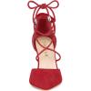 imageAllegra K Womens Pointed Toe Chunky Heels Lace Up Sandals PumpsRed