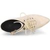 imageAllegra K Womens Pointy Toe Zip Lace Up Stiletto Heel Ankle BootsBeige
