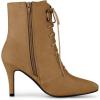 imageAllegra K Womens Pointy Toe Zip Lace Up Stiletto Heel Ankle BootsBrown