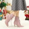 imageAllegra K Womens Pointy Toe Zip Lace Up Stiletto Heel Ankle BootsDust Pink