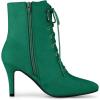 imageAllegra K Womens Pointy Toe Zip Lace Up Stiletto Heel Ankle BootsEmerald Green