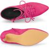 imageAllegra K Womens Pointy Toe Zip Lace Up Stiletto Heel Ankle BootsHot Pink
