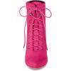 imageAllegra K Womens Pointy Toe Zip Lace Up Stiletto Heel Ankle BootsHot Pink