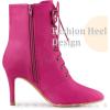 imageAllegra K Womens Pointy Toe Zip Lace Up Stiletto Heel Ankle BootsPlum Purple