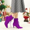 imageAllegra K Womens Pointy Toe Zip Lace Up Stiletto Heel Ankle BootsPurple