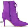 imageAllegra K Womens Pointy Toe Zip Lace Up Stiletto Heel Ankle BootsPurple