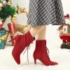 imageAllegra K Womens Pointy Toe Zip Lace Up Stiletto Heel Ankle BootsRed