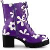 imageAllegra K Womens Printed Platform Round Toe Lace Up Chunky Heel Combat BootsPurple