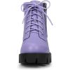imageAllegra K Womens Round Toe Chunky Heel Lace Up Zipper Combat BootsLight Purple