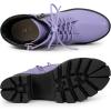 imageAllegra K Womens Round Toe Chunky Heel Lace Up Zipper Combat BootsLight Purple