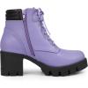 imageAllegra K Womens Round Toe Chunky Heel Lace Up Zipper Combat BootsLight Purple